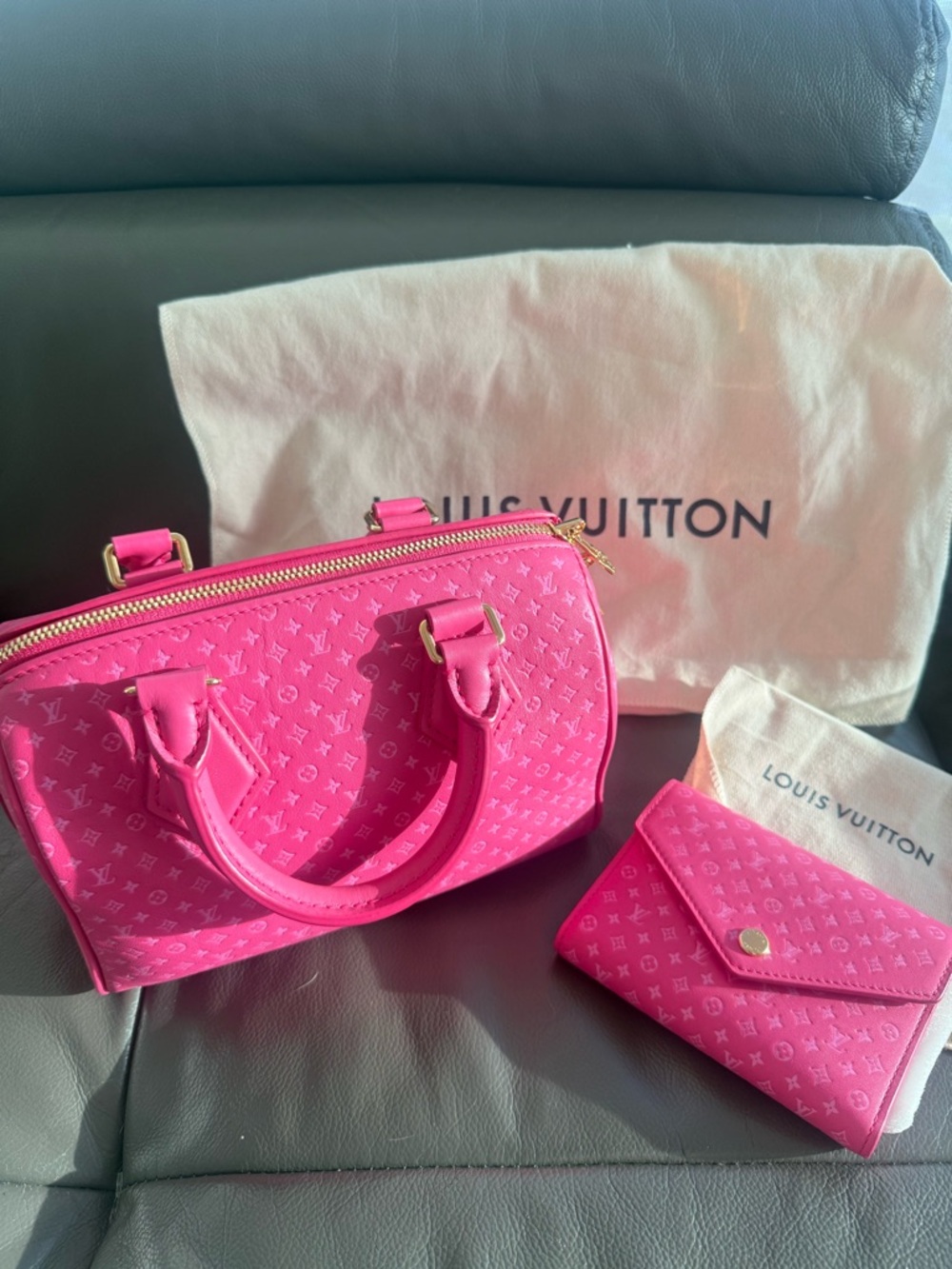 Louis Vuitton Nanogram Speedy Bandouliere 20 and Trifold Wallet Ultra Rare